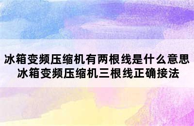 冰箱变频压缩机有两根线是什么意思 冰箱变频压缩机三根线正确接法